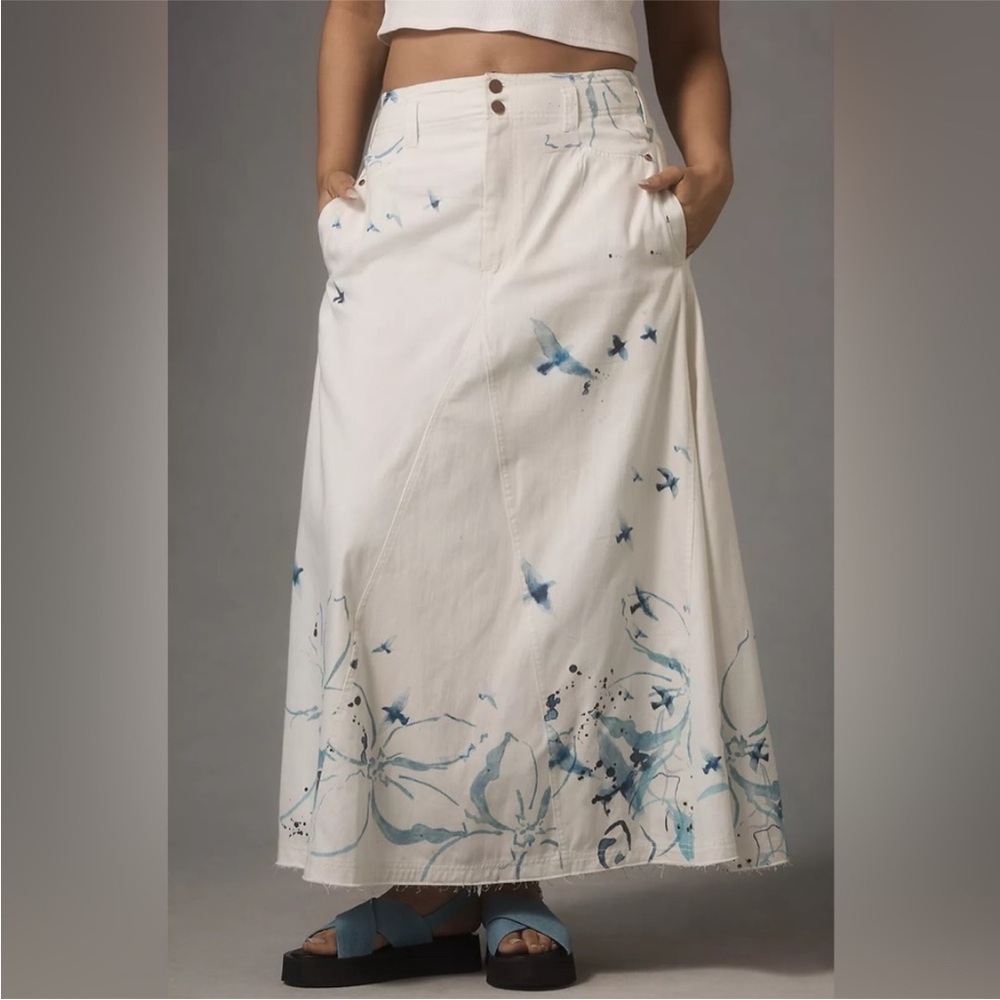 PILCRO x Manel Villalonga Sailcloth Maxi Skirt. Sz 6. Soft denim/jean material